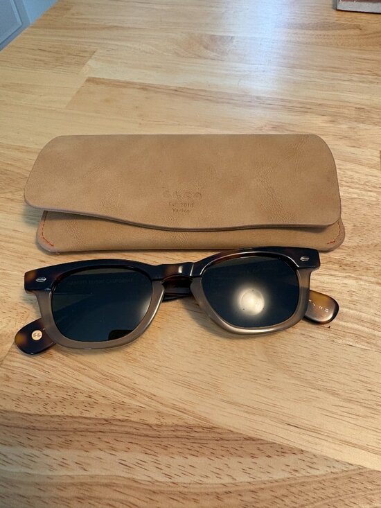 EXCELLENT GARRETT LEIGHT SUNGLASSES LO-B CAP 46-23 WOMENS FULL-RIM BROWN, CASE main image 4